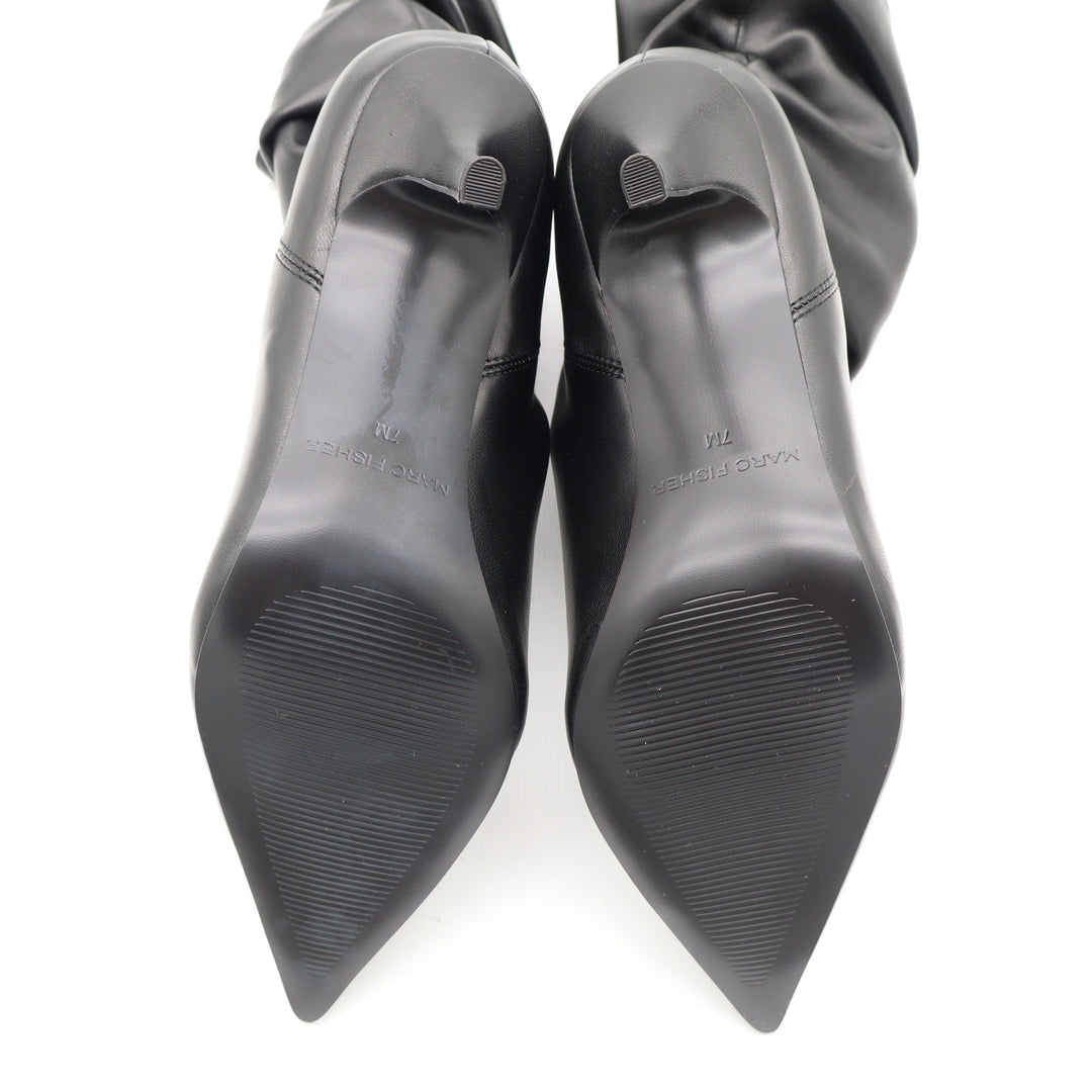 Marc Fisher Marya2 Black Slouchy Pointed Toe Kitten Heel Mid-Calf Boots 7M