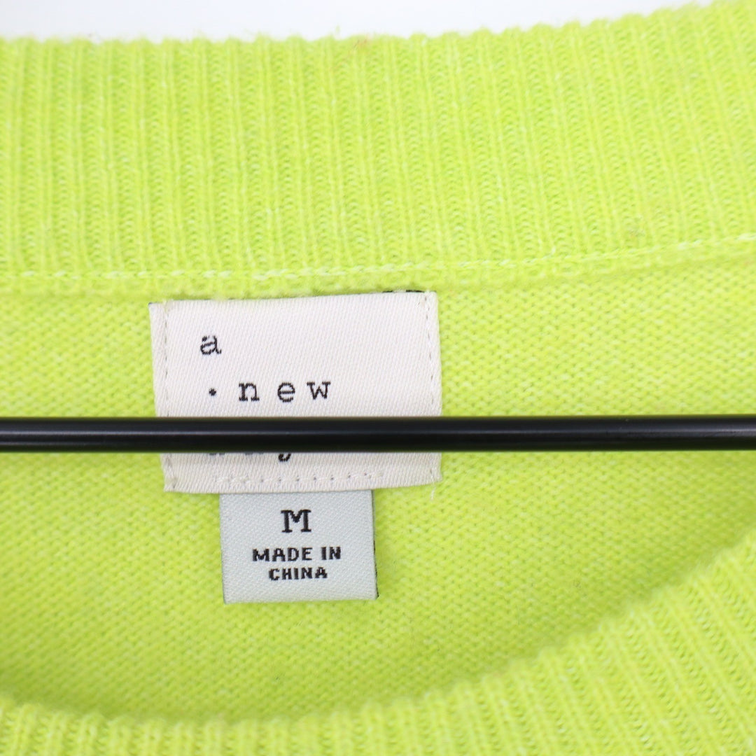 A New Day Womens Neon Lime Green Crewneck Sweater Recycled Polyester Size M