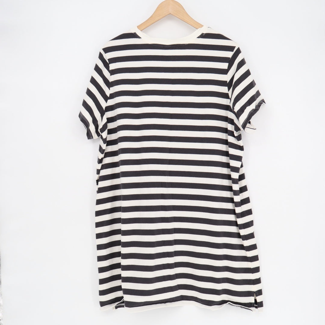 Old Navy T-Shirt Dress Womens XL Black White Striped Cotton Crew Neck Pullover