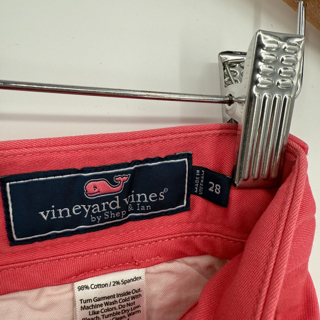 Vineyard Vines Chino Shorts Womens 28 Coral Red Cotton Stretch Outdoor Logo