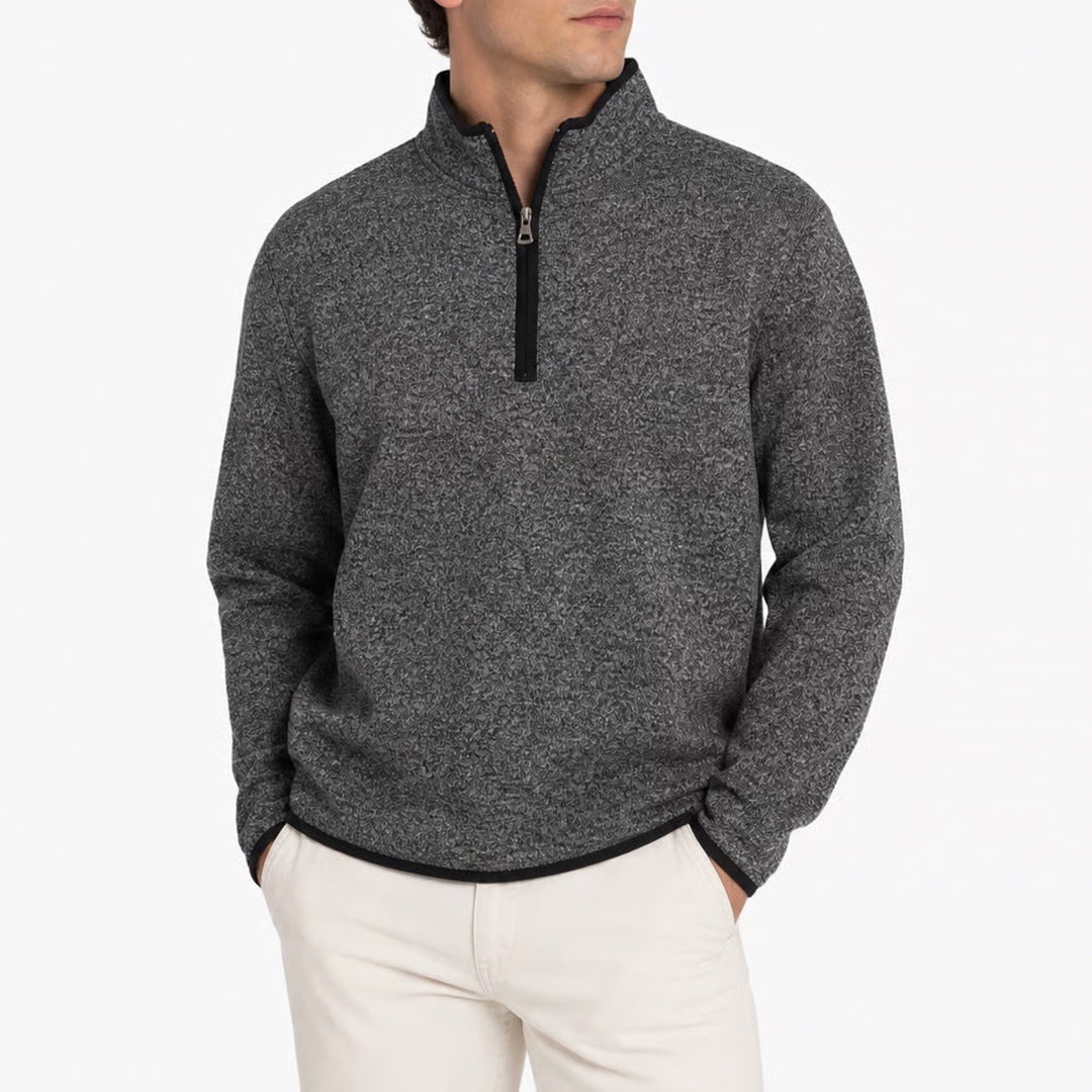 Weatherproof Vintage Mens Large Gray Marled Faux Fur Lined Quarter Zip Pullover