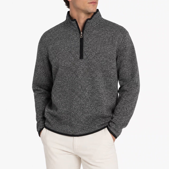 Weatherproof Vintage Mens Large Gray Marled Faux Fur Lined Quarter Zip Pullover