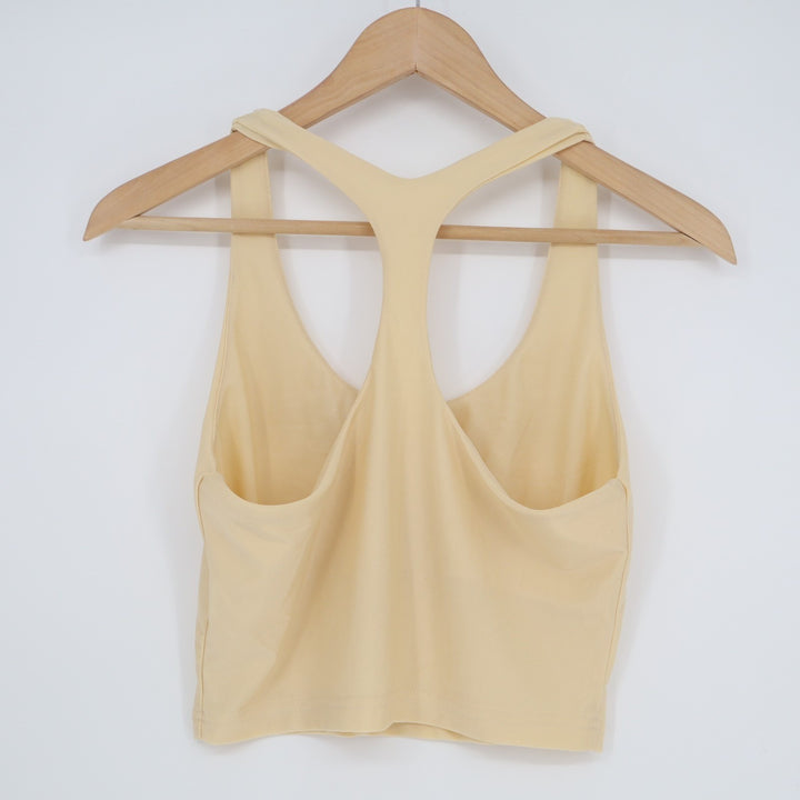Seamless Brami Crop Top Womens Medium Yellow Stretch Round Neck Racerback
