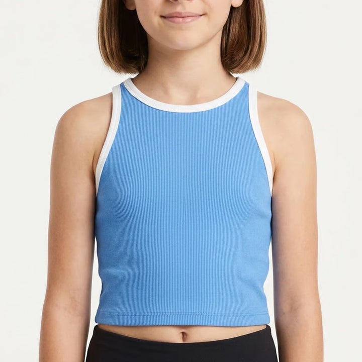 DSG Girls Medium Aqua Blue Momentum Shelf Bra Tank-Bound Athletic Top