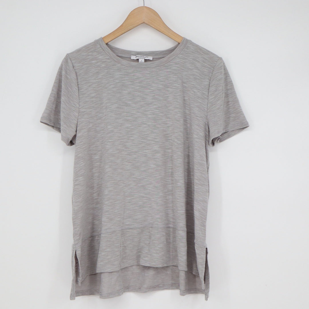 Green Envelope Los Angeles Grey Space Dye High-Low Tee L