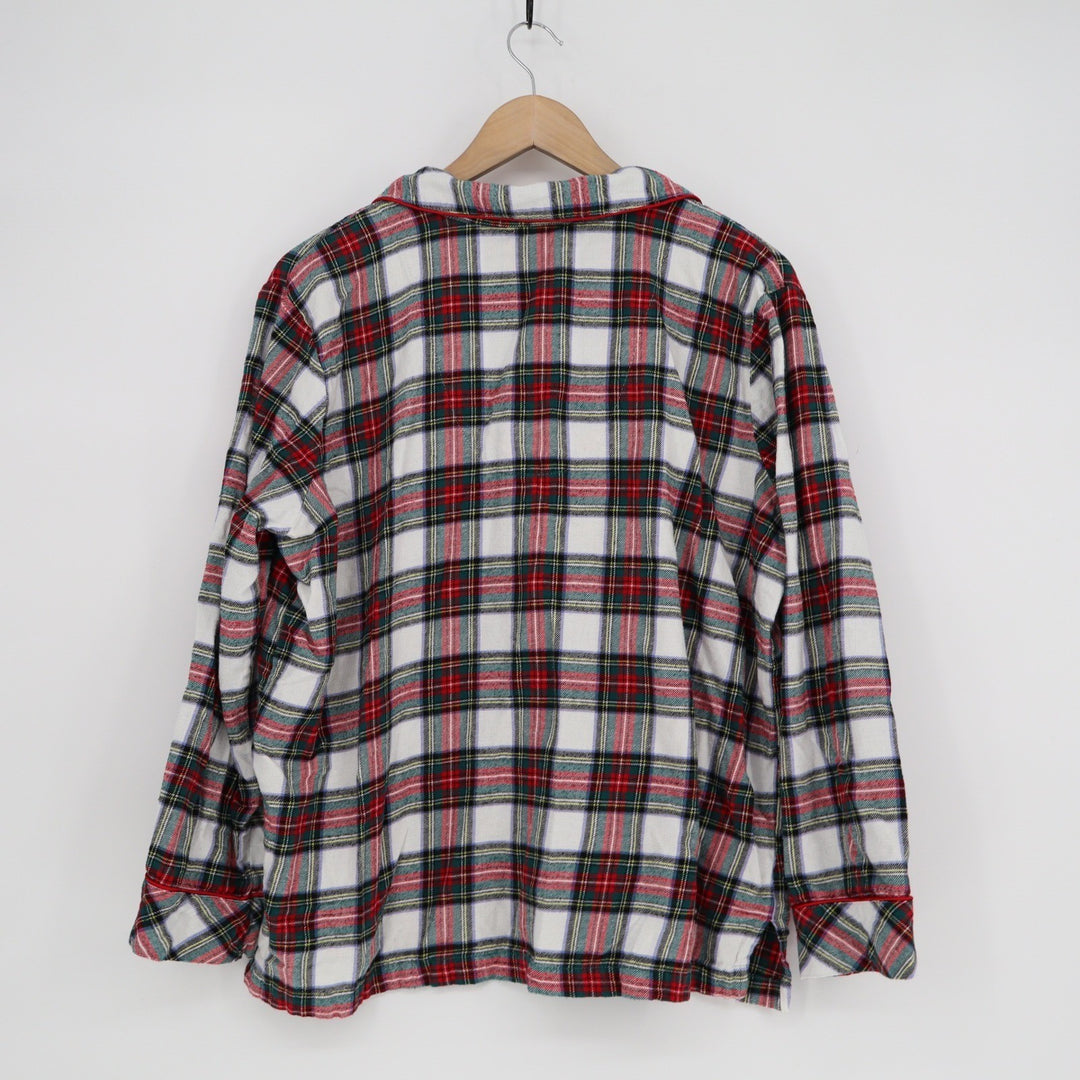 Family PJs Macys Womens 1X Red Green White Plaid Cotton Flannel Pajama Top