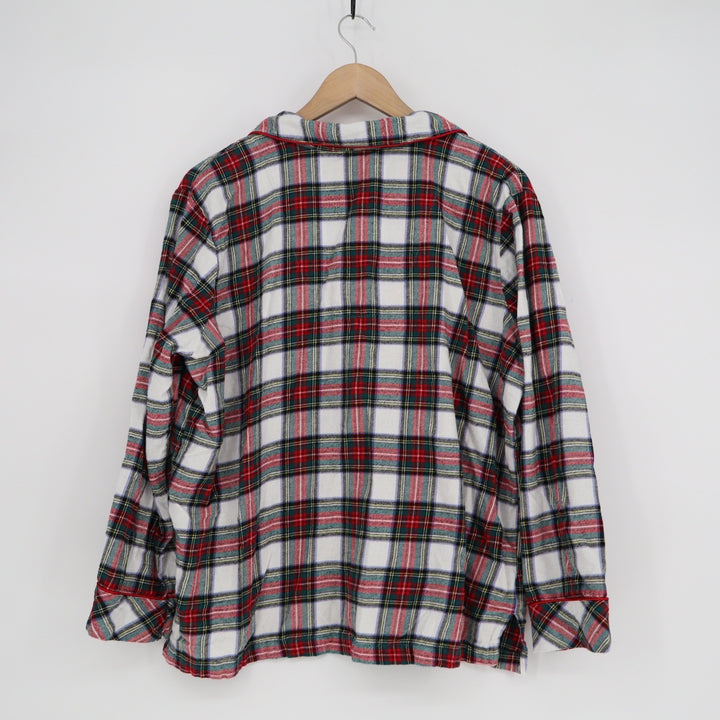 Family PJs Macys Womens 1X Red Green White Plaid Cotton Flannel Pajama Top