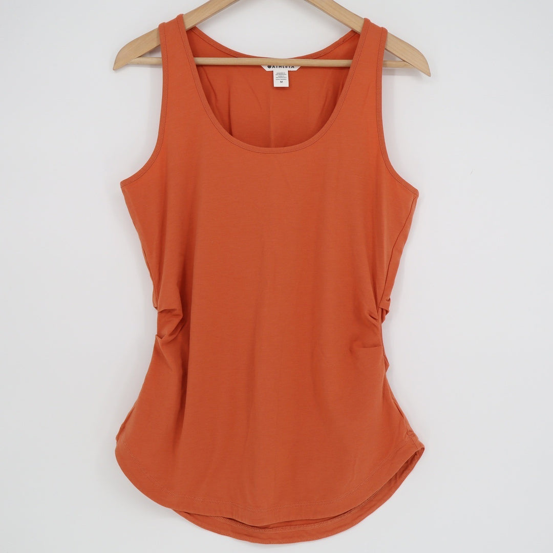Athleta Renew Support Tank Burnt Orange Ruched Side Sleeveless Top Medium