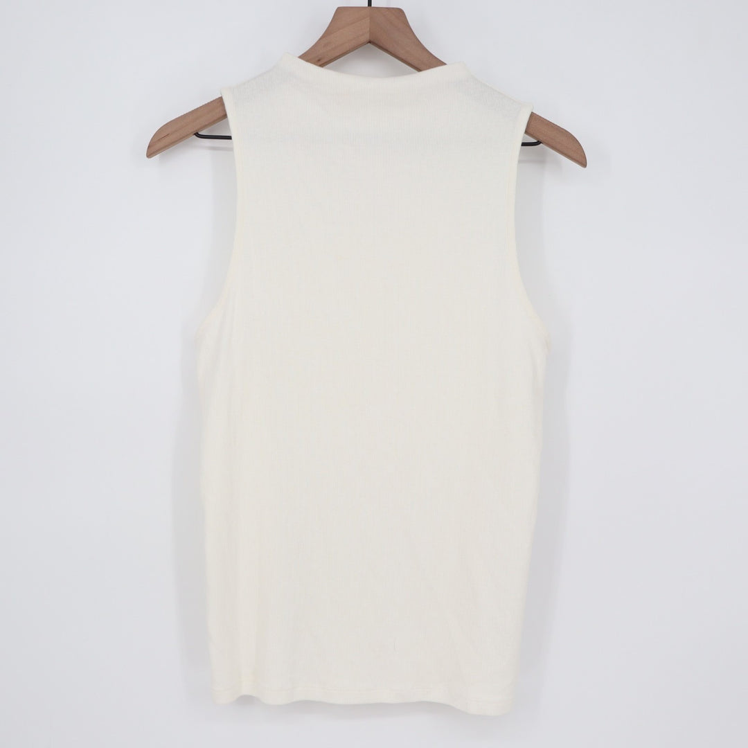 A New Days Tank Top Womens Large White Cotton Stretch Ribbed Knitted Pullover