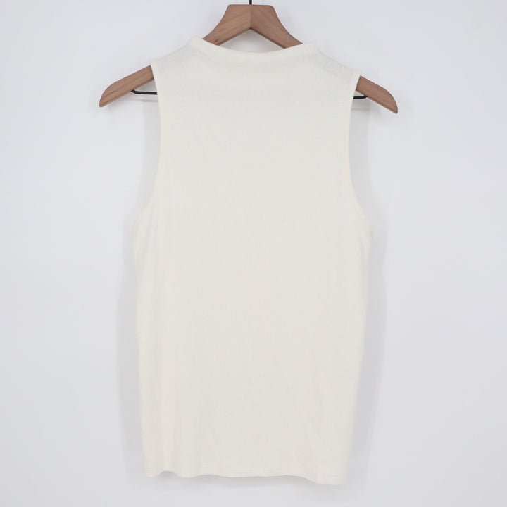 A New Days Tank Top Womens Large White Cotton Stretch Ribbed Knitted Pullover