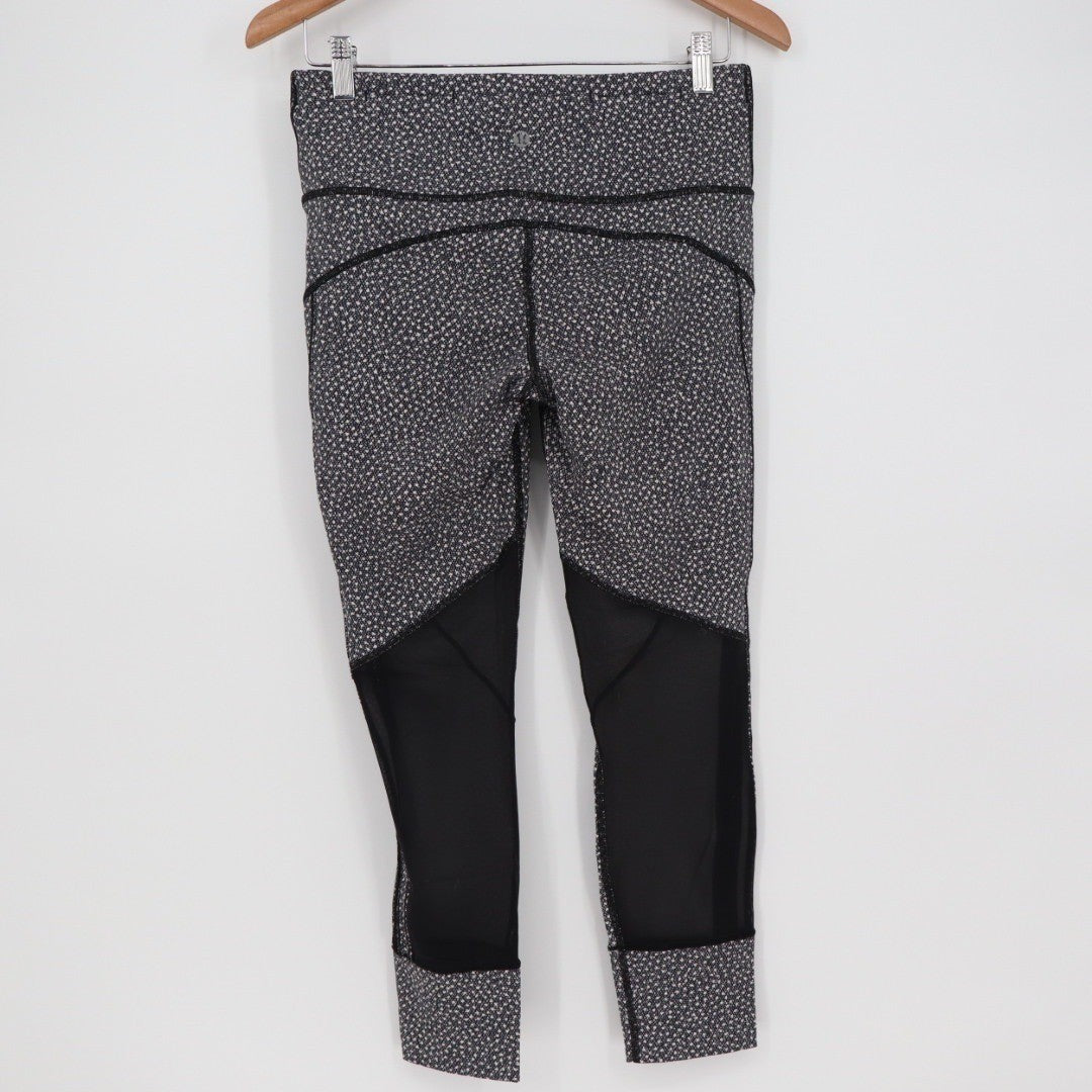 Lululemon Align High Rise Crop Leggings Geo Print Mesh Panel Size 10