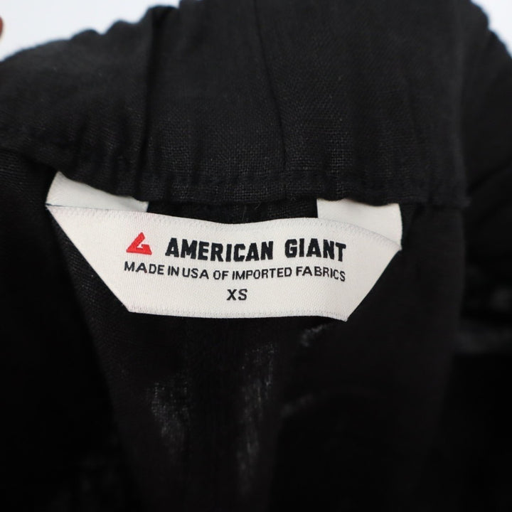 American Giant Pants Womens XS Black Linen Relaxed Fit Wide Leg Summer Wear