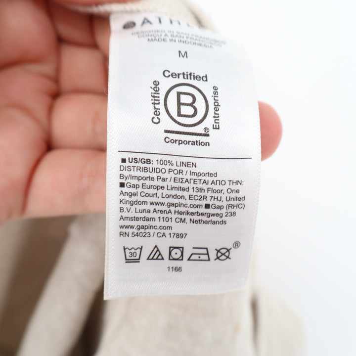Athleta Retreat Linen Romper Oatmeal Beige V-Neck Sleeveless Pockets M