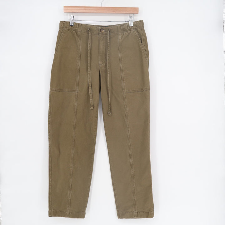 Banana Republic Ankle Pants Womens Small Khaki Drawstring Mid Rise Tapered Leg