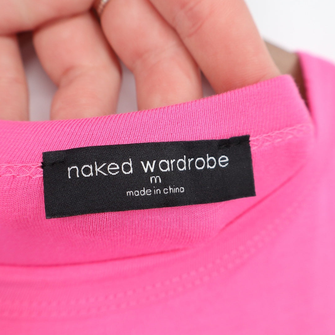 Naked Wardrobe Hot Pink Long Sleeve Bodycon Mini Dress Medium