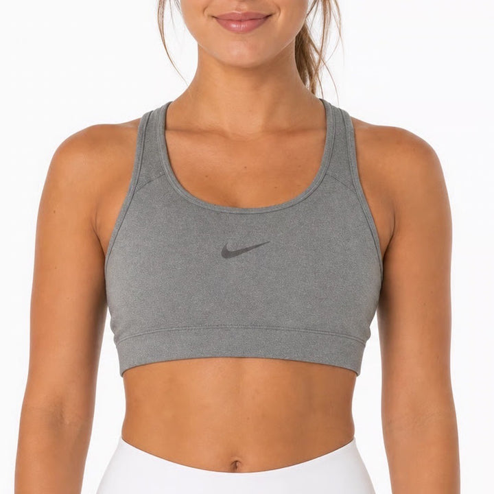Nike Dri-FIT Sports Bra Womens Large Gray Heathered Racerback Swoosh