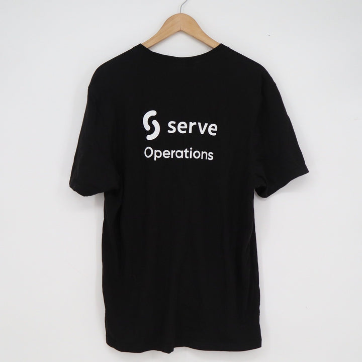 Allmade Mens Large Black Organic Cotton Serve Operations Graphic Tee Shirt Logo