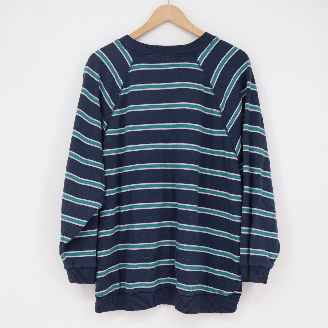 American Eagle Striped Jegging Fit Sweatshirt Navy Teal Purple Raglan Medium