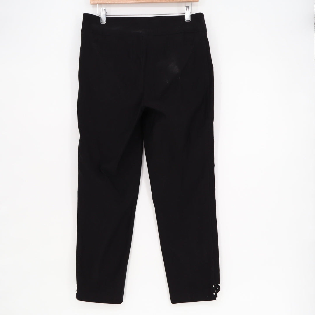Counterparts Womens Black Pull On Ankle Pants Studded Lattice Hem Size 10