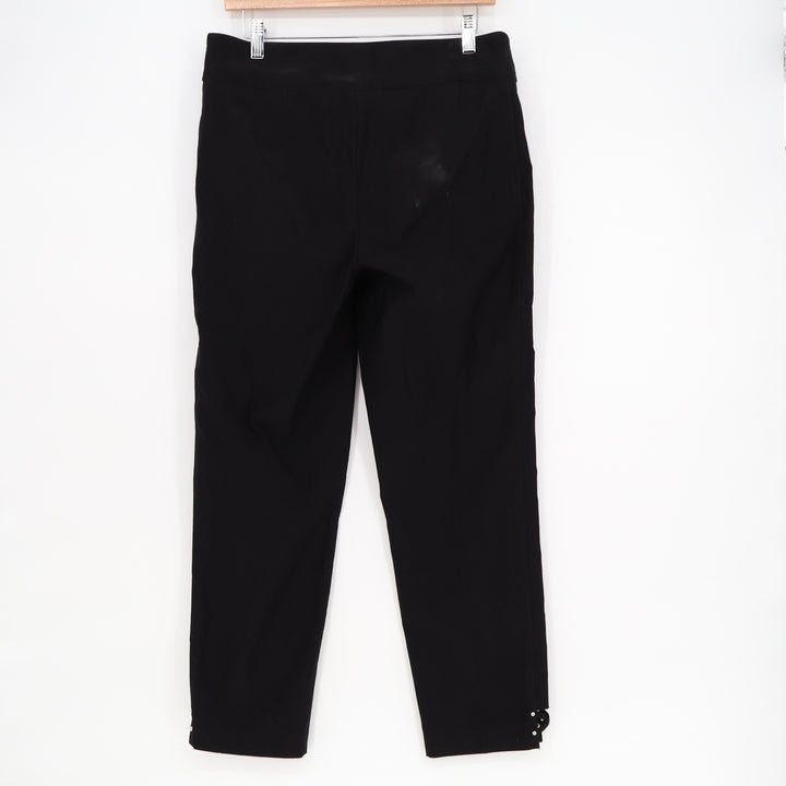 Counterparts Womens Black Pull On Ankle Pants Studded Lattice Hem Size 10