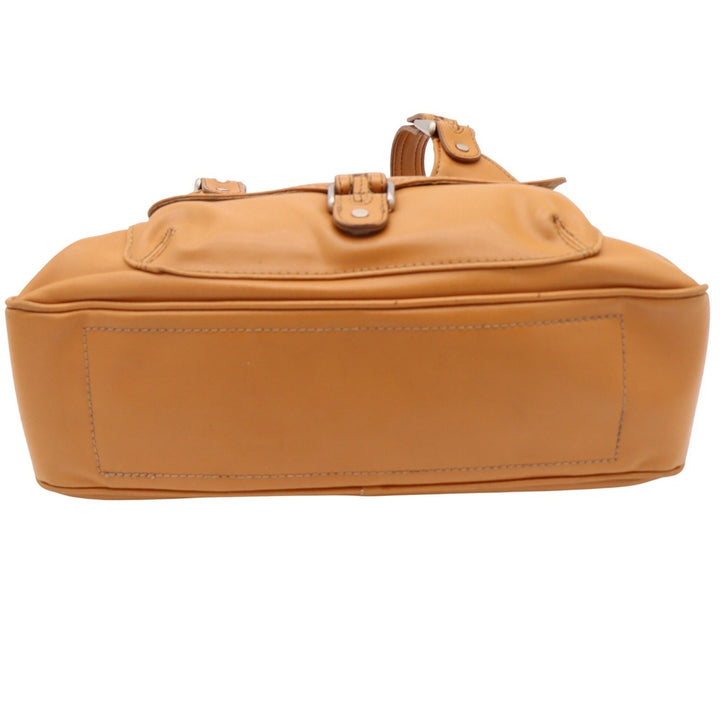 Nine West Shoulder Bag Womens Medium Tan Faux Leather Multi Pocket Satchel Good