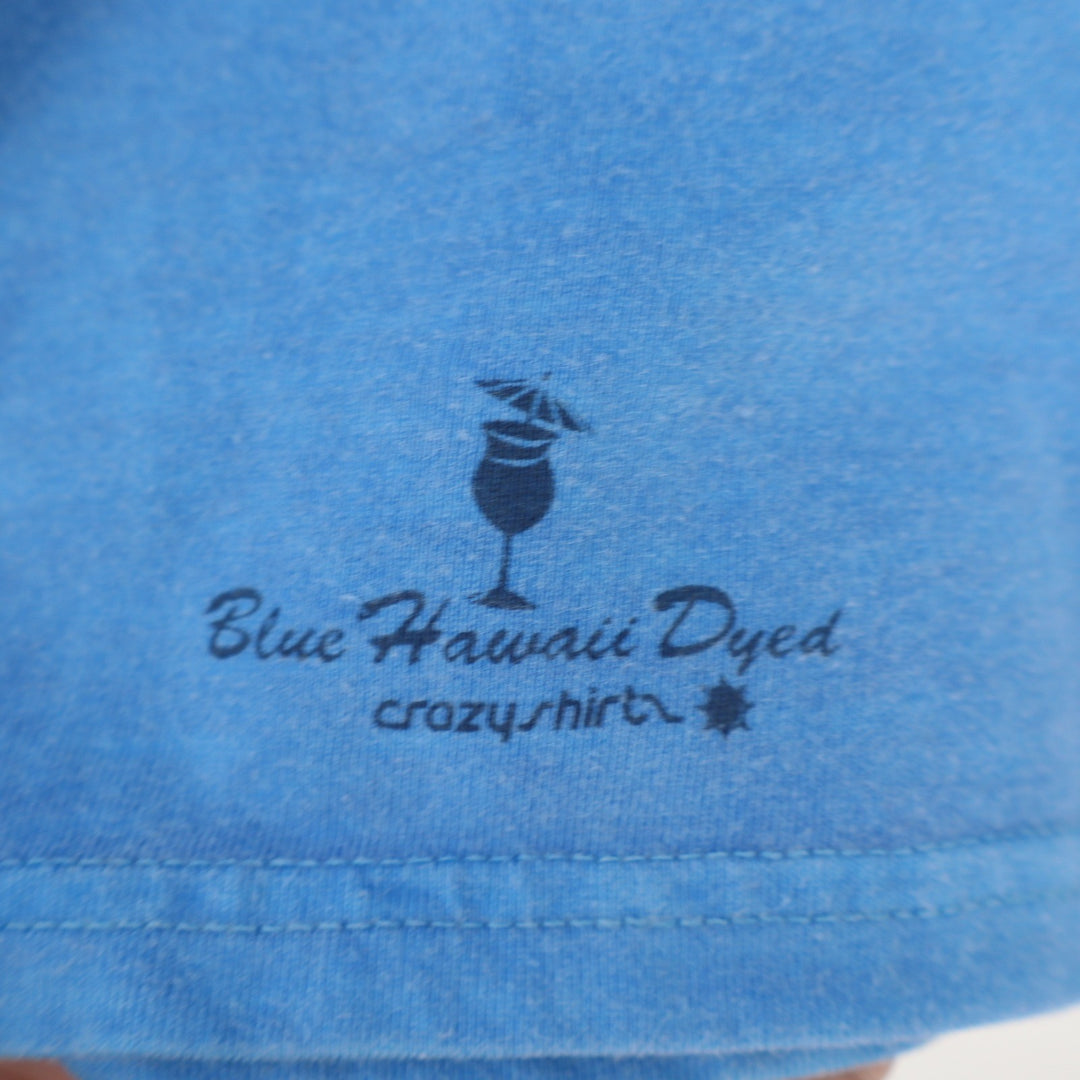 Crazy Shirts Mens Large Blue Hawaii Dyed Long Sleeve Maui Graphic T-Shirt Cotton