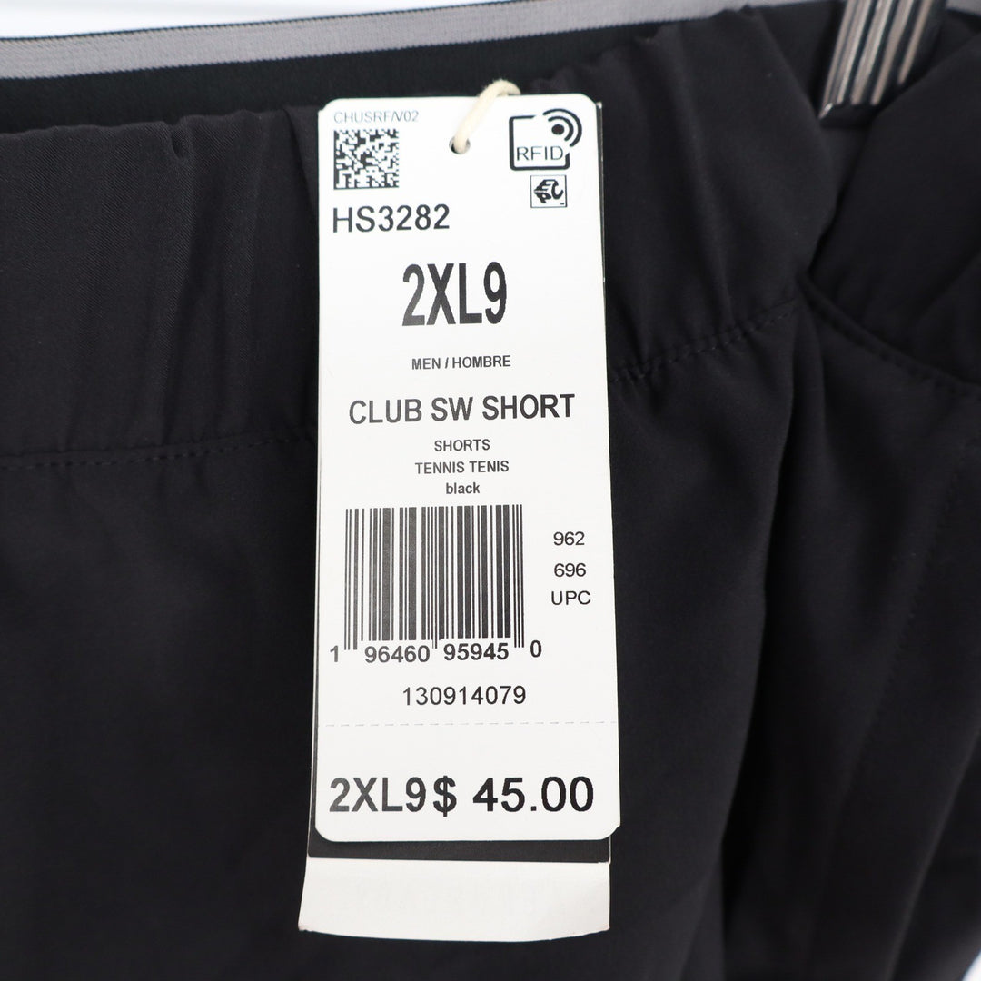 Adidas Mens Club Stretch Woven Tennis Shorts Black 2XL 9 Inch Inseam NEW