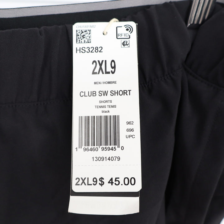 Adidas Mens Club Stretch Woven Tennis Shorts Black 2XL 9 Inch Inseam NEW