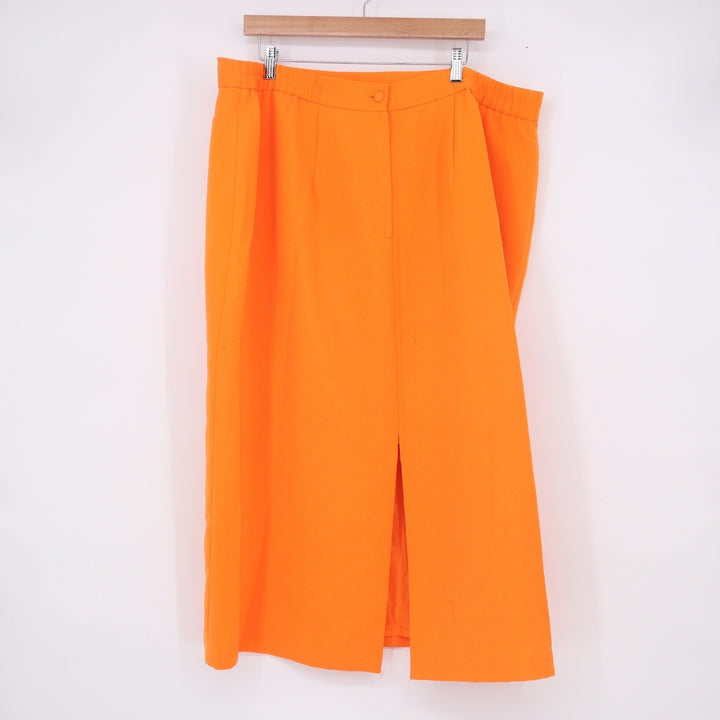 EMR Suits Orange Rosette Trim 2 Piece Skirt Suit Set Plus Size 22W Blazer Skirt
