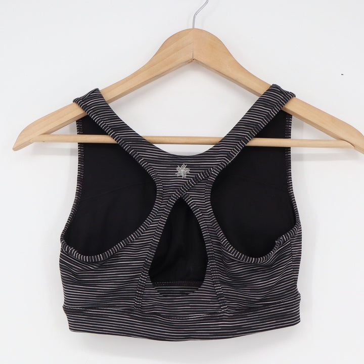 Tek Gear Womens Medium Support Racerback Striped Sports Bra Black White Size M