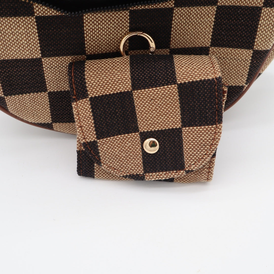 Unbranded Crossbody Bag Womens OS Checkered Brown Crescent Sling Pouch Excellent