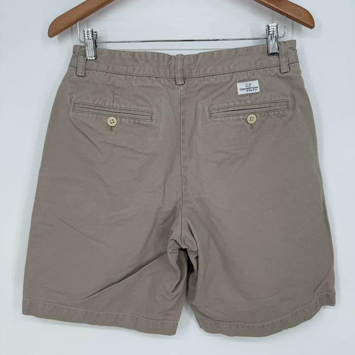 Vineyard Vines Chino Shorts Mens 30 Beige Cotton Logo Slash Pockets Zip Fly