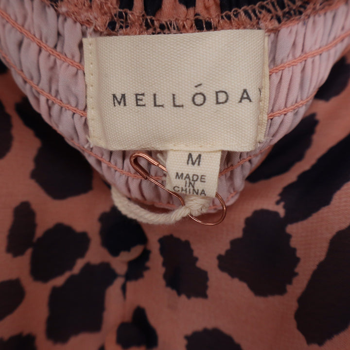 Melloday Leopard Print Scalloped Tiered Maxi Dress Pink Black M