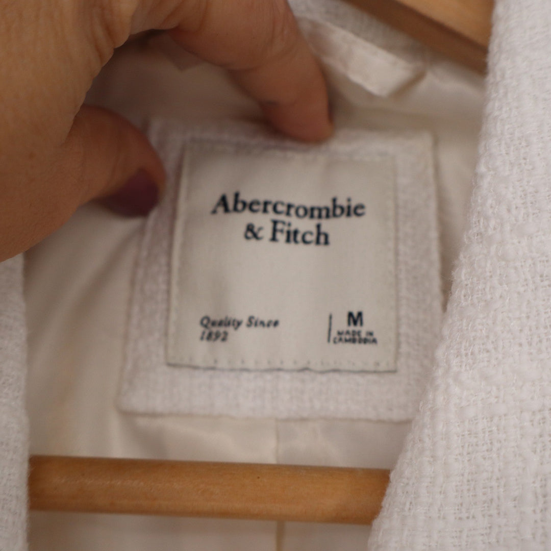 Abercrombie & Fitch White Cropped Tweed Blazer Jacket Medium