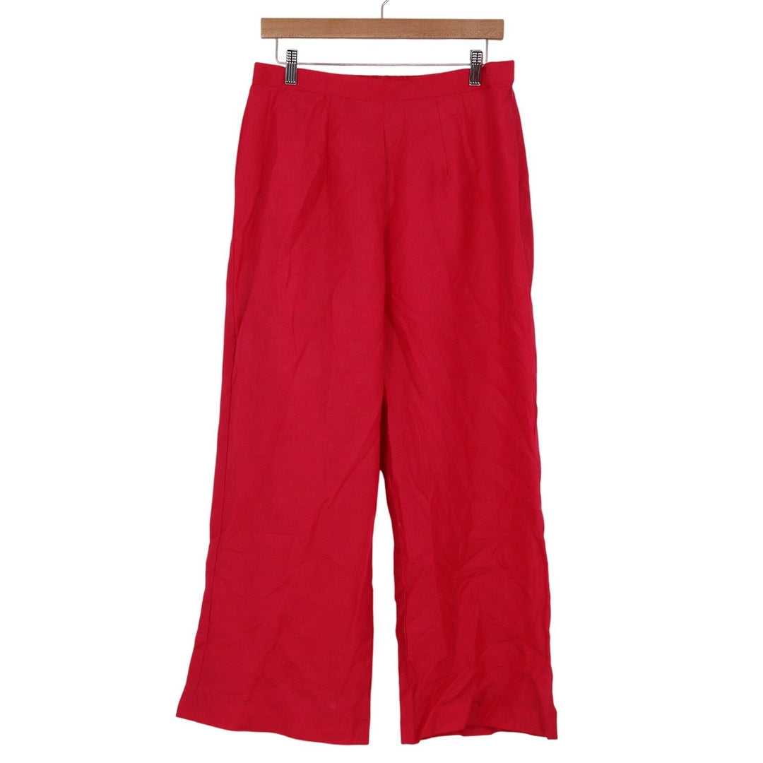 Unbranded Red Wide Leg Trousers High Waist Elastic Back Flowy Pants