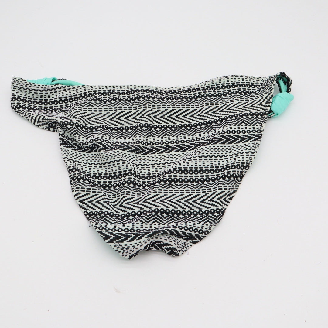 SO Bikini Bottom Womens Large Hipster Geometric Black White Teal Excellent