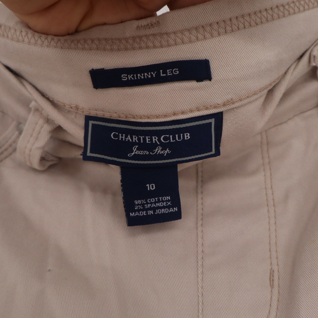 Charter Club Jean Shop Beige Skinny Leg Pants Womens 10 Pull On Stretch Khaki