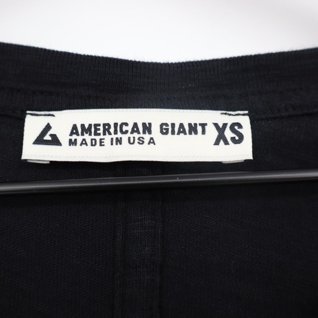 American Giant Black Long Sleeve V Neck T Shirt Made in USA Size XS