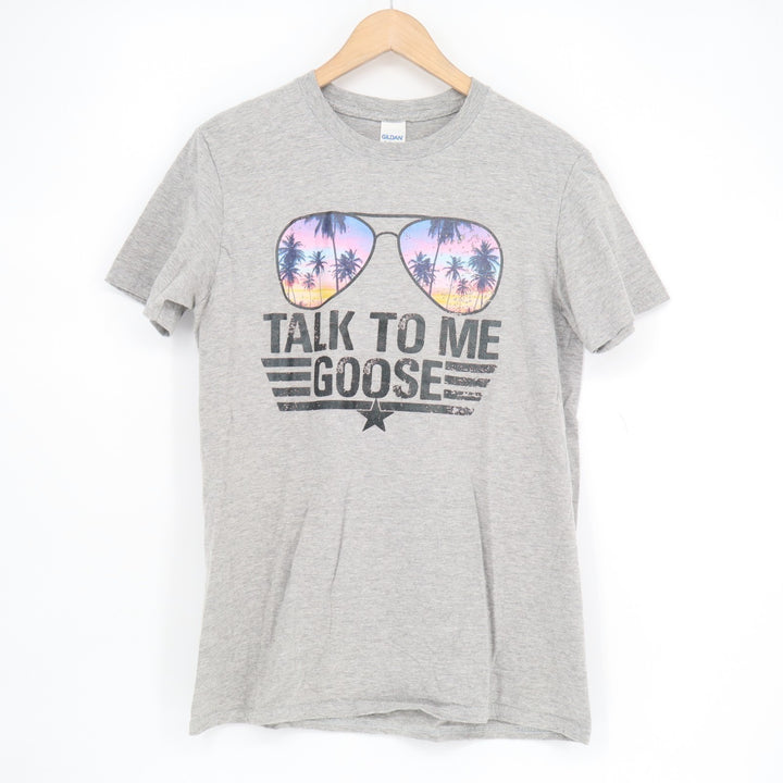 Gildan T Shirt Womens M Heather Gray Talk To Me Goose Graphic Cotton Crew Neck