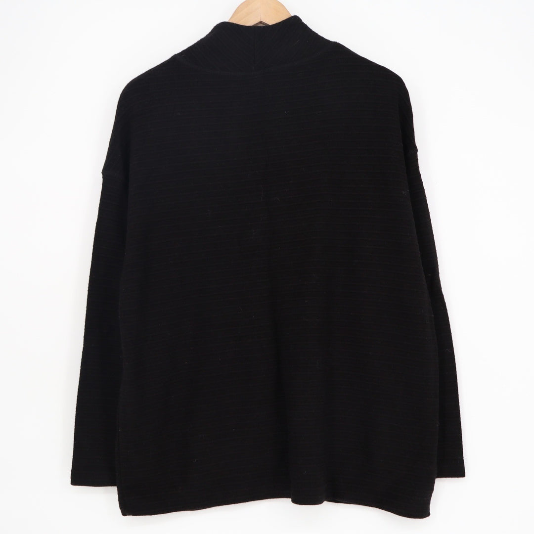 Mono B Black Mock Neck Ribbed Sweater Relaxed Fit Top L