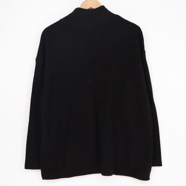 Mono B Black Mock Neck Ribbed Sweater Relaxed Fit Top L