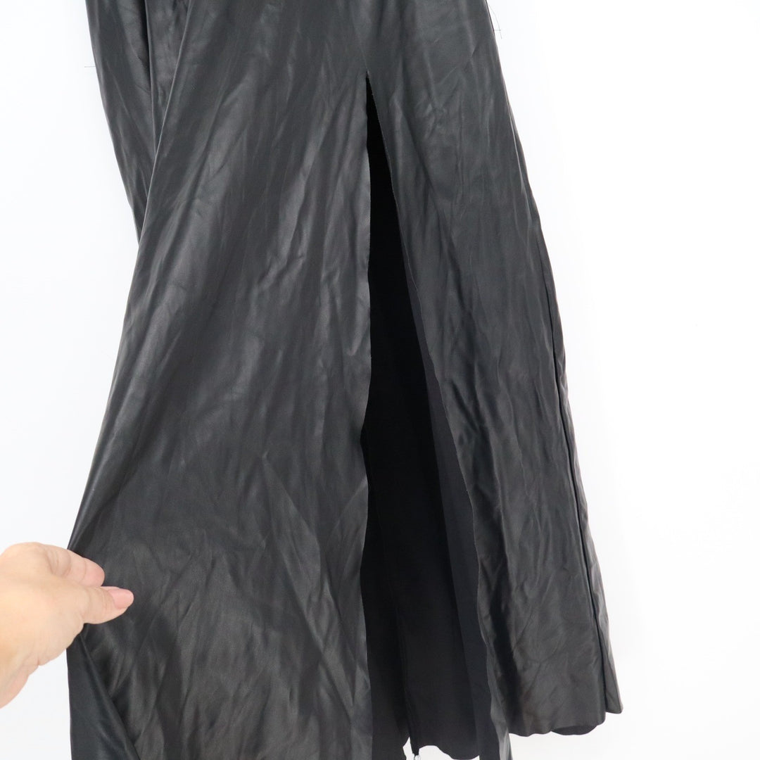 SHEIN Black Faux Leather Maxi Skirt High Waist Side Slit A-Line Size 4