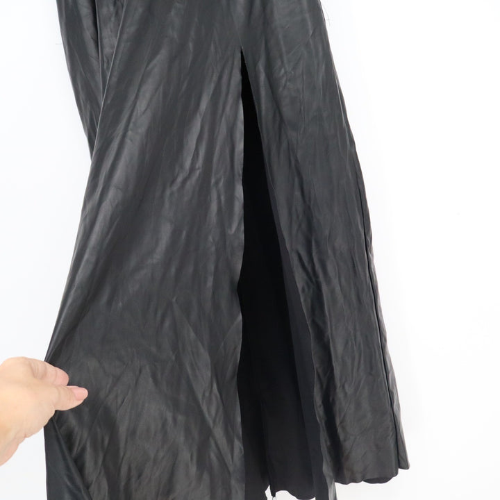 SHEIN Black Faux Leather Maxi Skirt High Waist Side Slit A-Line Size 4