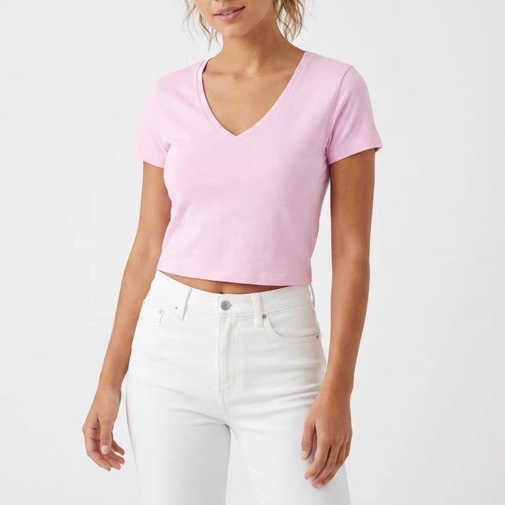 Wild Fable Womens Light Purple V-Neck Short Sleeve Crop Top XL