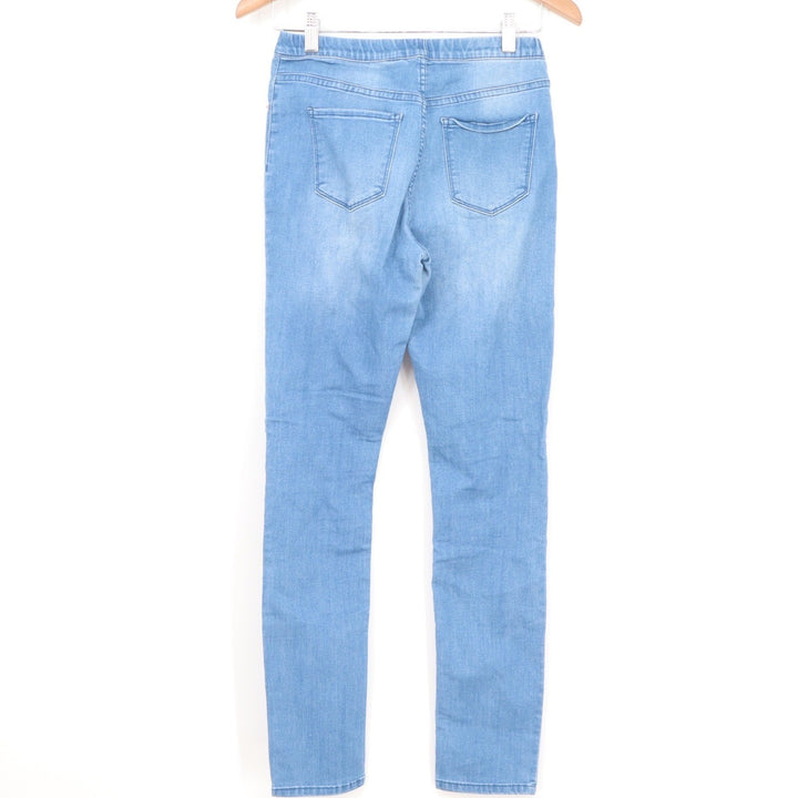 HM Girls Cat Face Knee Embroidery Jeggings Light Wash Blue Denim Size 14Y+