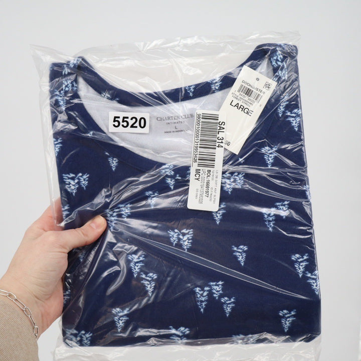 Charter Club Intimates Navy Blue Forest Stroll Pine Tree Sleep Shirt Large NEW