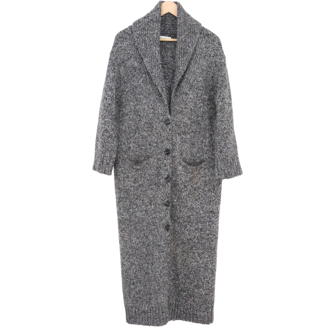 Zara Womens Grey Marled Knit Longline Duster Cardigan Shawl Collar Size S