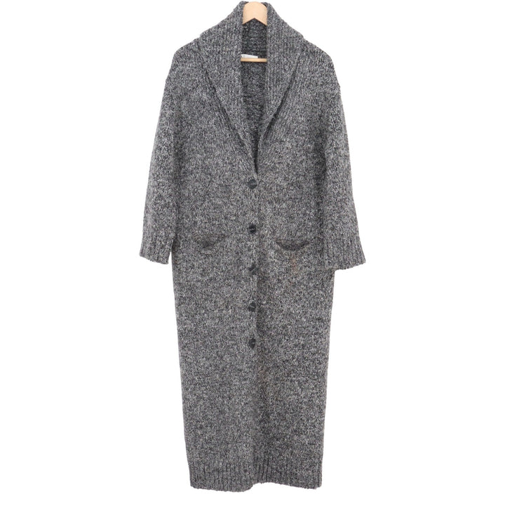 Zara Womens Grey Marled Knit Longline Duster Cardigan Shawl Collar Size S