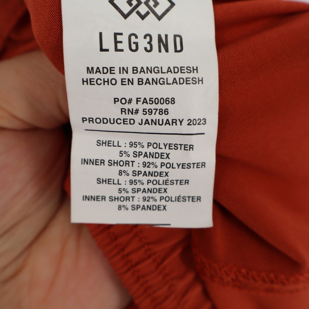 LEG3ND Womens 2-in-1 Running Shorts Rust Orange Double Layer Athletic Size L