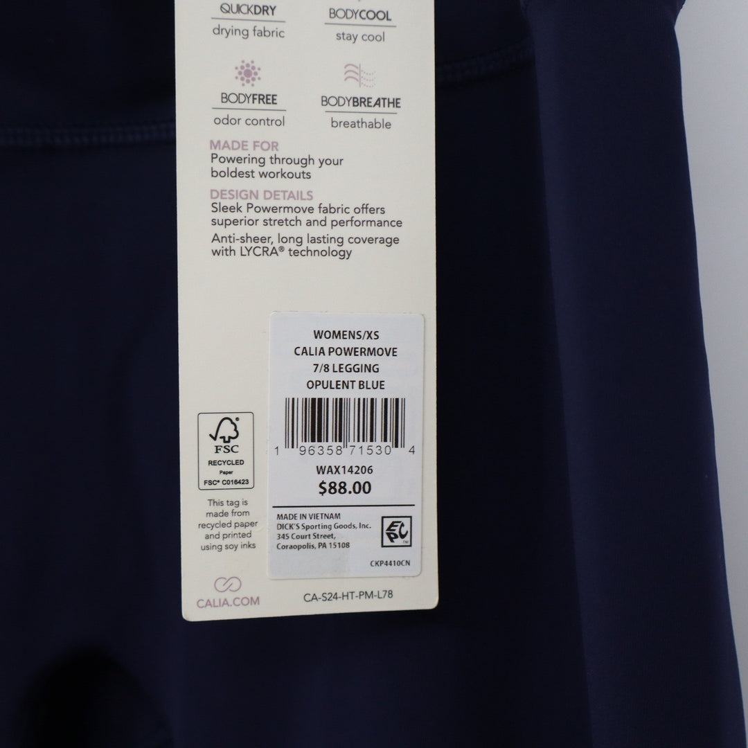 Calia Womens Powermove 7/8 Legging Opulent Blue High Rise XS